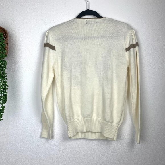 VTG Dana Scott M Floral Embroidered V Neck Sweater - Picture 5 of 5